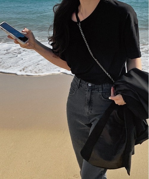 HOTPING（ホッピン）の「HOTPING オーバーフィットスリットTシャツ（Tシャツ/カットソー・レディース・ホワイト/ブラック/オートミール・FREE）」の15枚目の写真