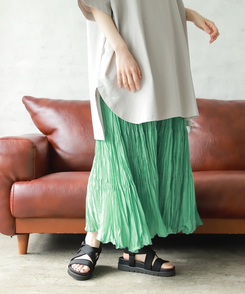 studio CLIP（スタディオクリップ）の「ティアードプリースカート（スカート・レディース・ホワイト/グリーン/イエロー・MEDIUM/LARGE）」の3枚目の写真