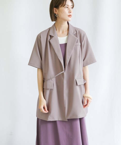 select MOCA(セレクトモカ)の「2021 SS カシュクールテーラードジャケット(テーラードジャケット・レディース・ホワイト/ブラック/ダークラベンダー・FREE)」の1枚目の写真