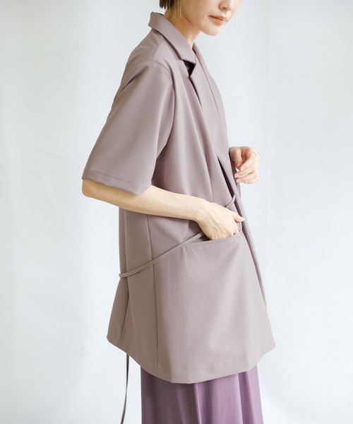 select MOCA(セレクトモカ)の「2021 SS カシュクールテーラードジャケット(テーラードジャケット・レディース・ホワイト/ブラック/ダークラベンダー・FREE)」の13枚目の写真