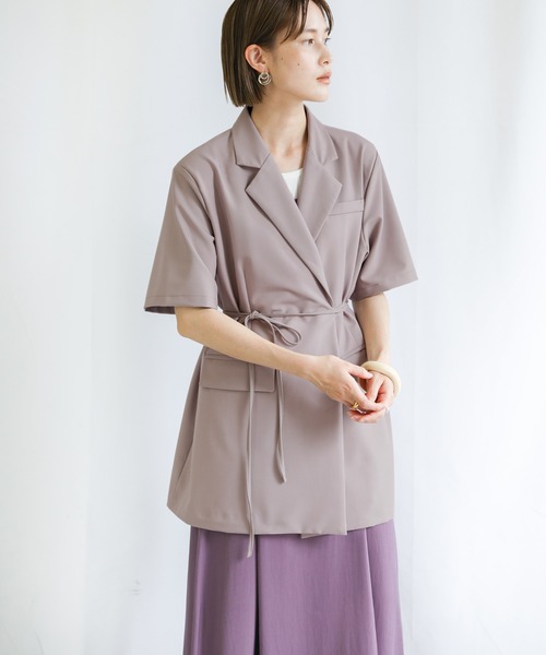 select MOCA(セレクトモカ)の「2021 SS カシュクールテーラードジャケット(テーラードジャケット・レディース・ホワイト/ブラック/ダークラベンダー・FREE)」の11枚目の写真