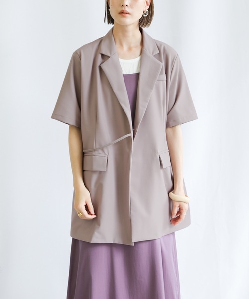 select MOCA(セレクトモカ)の「2021 SS カシュクールテーラードジャケット(テーラードジャケット・レディース・ホワイト/ブラック/ダークラベンダー・FREE)」の14枚目の写真