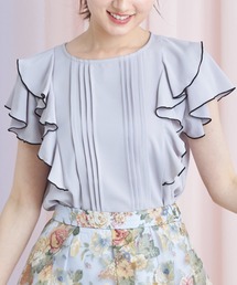 tocco closet | 配色ライン入りラッフルフリルフロントタックブラウス(シャツ/ブラウス)