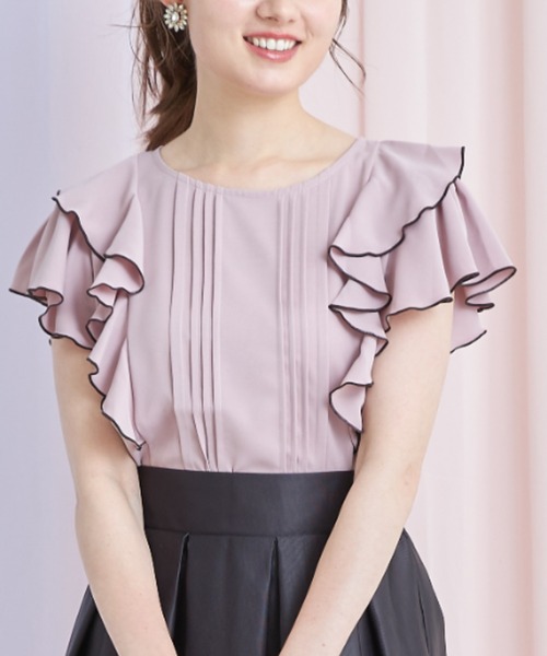 トッコクローゼット tocco closet 配色ラッフルフリル×タックブラウス （アイボリー） 楽天市場】配色ラッフルフリル×タックブラウス【mocery モセリー