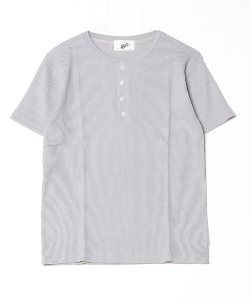 Bling Leads(ブリングリーズ)の「21/- サーマル ヘンリーネック 半袖 Tシャツ(Tシャツ/カットソー・メンズ・サックスブルー/ネイビー/ホワイト/カーキ/ライトピンク/グレー/ブラック・L/XL/M)」の3枚目の写真
