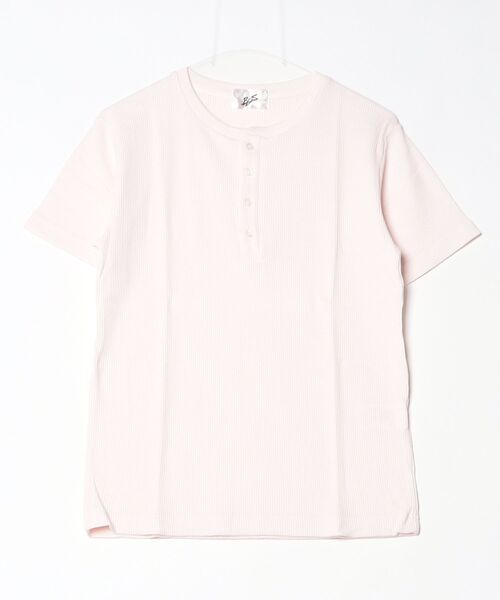 Bling Leads(ブリングリーズ)の「21/- サーマル ヘンリーネック 半袖 Tシャツ(Tシャツ/カットソー・メンズ・サックスブルー/ネイビー/ホワイト/カーキ/ライトピンク/グレー/ブラック・L/XL/M)」の7枚目の写真