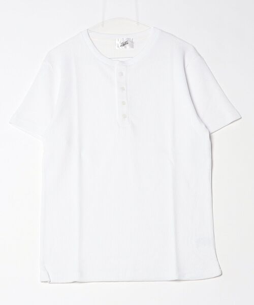 Bling Leads(ブリングリーズ)の「21/- サーマル ヘンリーネック 半袖 Tシャツ(Tシャツ/カットソー・メンズ・サックスブルー/ネイビー/ホワイト/カーキ/ライトピンク/グレー/ブラック・L/XL/M)」の1枚目の写真