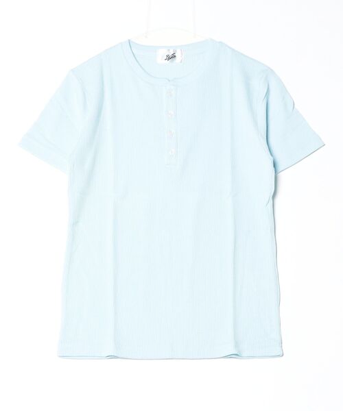 Bling Leads(ブリングリーズ)の「21/- サーマル ヘンリーネック 半袖 Tシャツ(Tシャツ/カットソー・メンズ・サックスブルー/ネイビー/ホワイト/カーキ/ライトピンク/グレー/ブラック・L/XL/M)」の6枚目の写真