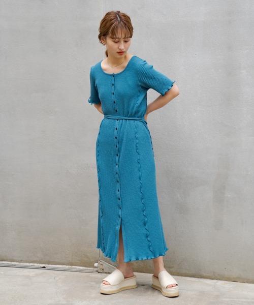 Kastane（カスタネ）の「スラブテレコメロウワンピース（ワンピース・レディース・アイボリー/オレンジ/スカイブルー・1/2）」の11枚目の写真