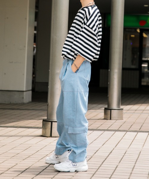 Adoon plain（アドーンプレーン）の「【Adoon plain】ボーダーTシャツ（Tシャツ/カットソー・メンズ・ライトブルー/オフホワイト・MEDIUM/LARGE）」の7枚目の写真