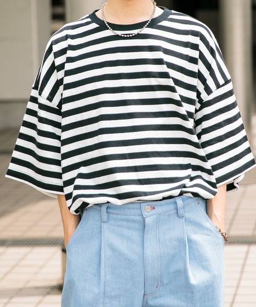 Adoon plain（アドーンプレーン）の「【Adoon plain】ボーダーTシャツ（Tシャツ/カットソー・メンズ・ライトブルー/オフホワイト・MEDIUM/LARGE）」の15枚目の写真