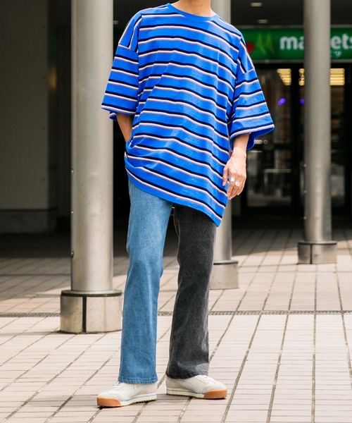 Adoon plain（アドーンプレーン）の「【Adoon plain】ボーダーTシャツ（Tシャツ/カットソー・メンズ・ライトブルー/オフホワイト・MEDIUM/LARGE）」の8枚目の写真