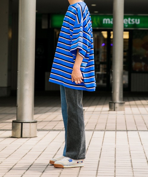 Adoon plain（アドーンプレーン）の「【Adoon plain】ボーダーTシャツ（Tシャツ/カットソー・メンズ・ライトブルー/オフホワイト・MEDIUM/LARGE）」の16枚目の写真