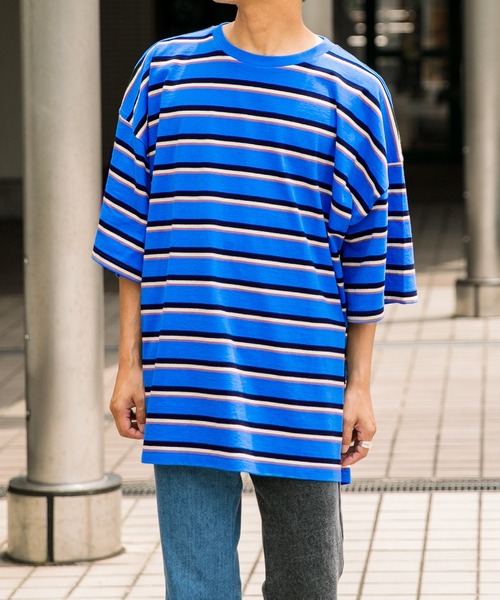 Adoon plain（アドーンプレーン）の「【Adoon plain】ボーダーTシャツ（Tシャツ/カットソー・メンズ・ライトブルー/オフホワイト・MEDIUM/LARGE）」の12枚目の写真