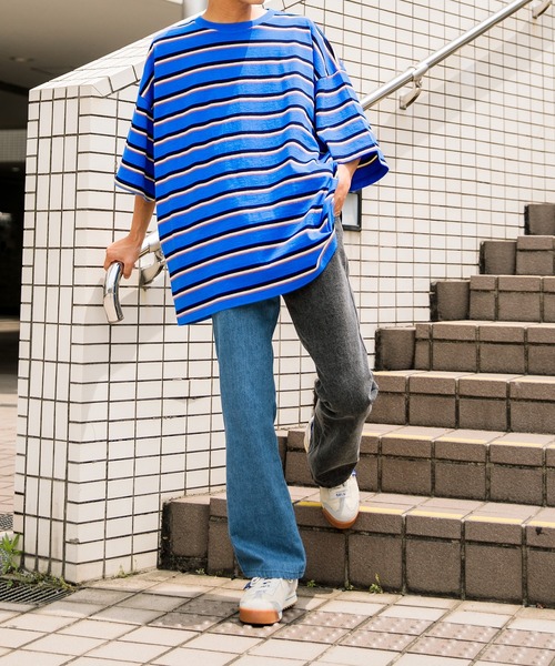 Adoon plain（アドーンプレーン）の「【Adoon plain】ボーダーTシャツ（Tシャツ/カットソー・メンズ・ライトブルー/オフホワイト・MEDIUM/LARGE）」の22枚目の写真