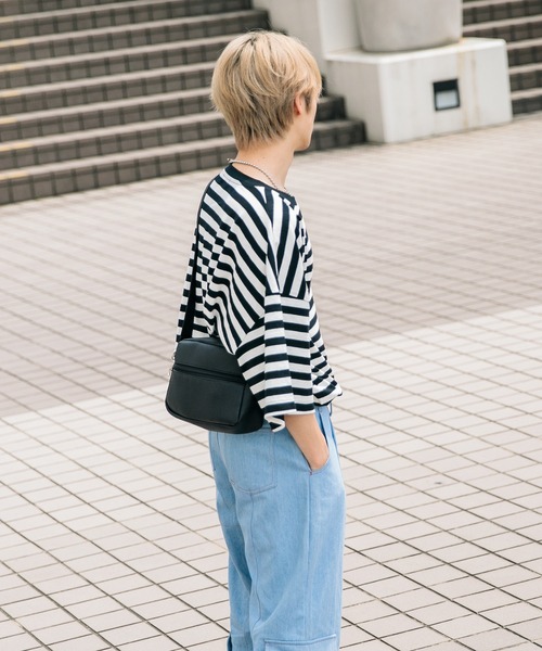 Adoon plain（アドーンプレーン）の「【Adoon plain】ボーダーTシャツ（Tシャツ/カットソー・メンズ・ライトブルー/オフホワイト・MEDIUM/LARGE）」の10枚目の写真