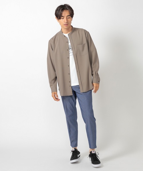 UNION STATION（ユニオンステーション）の「【バンドカラー】ナチュラルストレッチシャツ（シャツ/ブラウス・メンズ・ホワイト/ベージュ/グレー・S/M/L）」の17枚目の写真