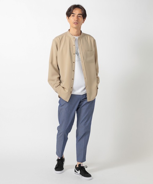 UNION STATION（ユニオンステーション）の「【バンドカラー】ナチュラルストレッチシャツ（シャツ/ブラウス・メンズ・ホワイト/ベージュ/グレー・S/M/L）」の18枚目の写真