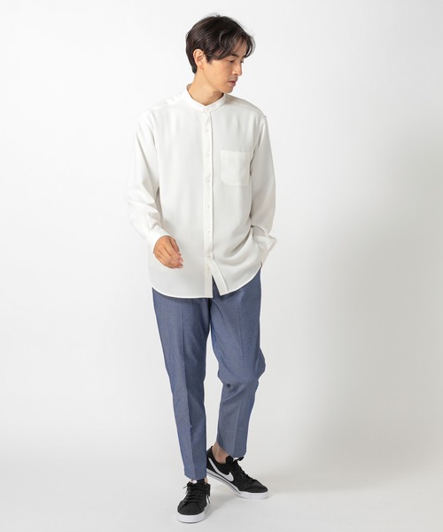 UNION STATION（ユニオンステーション）の「【バンドカラー】ナチュラルストレッチシャツ（シャツ/ブラウス・メンズ・ホワイト/ベージュ/グレー・S/M/L）」の19枚目の写真