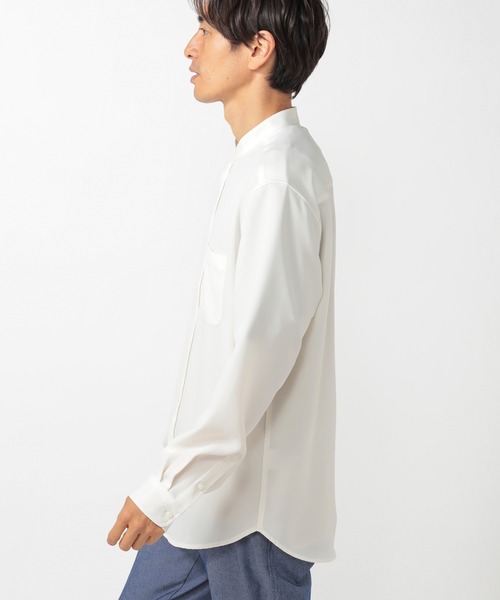 UNION STATION（ユニオンステーション）の「【バンドカラー】ナチュラルストレッチシャツ（シャツ/ブラウス・メンズ・ホワイト/ベージュ/グレー・S/M/L）」の21枚目の写真