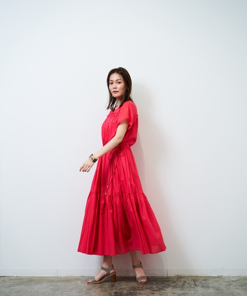 HERENCIA（ヘレンチア）の「シースルー ティアード ワンピース -ウォッシャブル-（ワンピース・レディース・ライトブラウン/ローズ/ライトグリーン/ブラック/エメラルド・MEDIUM）」の15枚目の写真