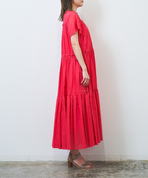 HERENCIA（ヘレンチア）の「シースルー ティアード ワンピース -ウォッシャブル-（ワンピース・レディース・ライトブラウン/ローズ/ライトグリーン/ブラック/エメラルド・MEDIUM）」の6枚目の写真