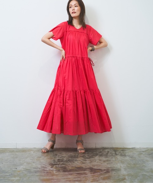 HERENCIA（ヘレンチア）の「シースルー ティアード ワンピース -ウォッシャブル-（ワンピース・レディース・ライトブラウン/ローズ/ライトグリーン/ブラック/エメラルド・MEDIUM）」の18枚目の写真