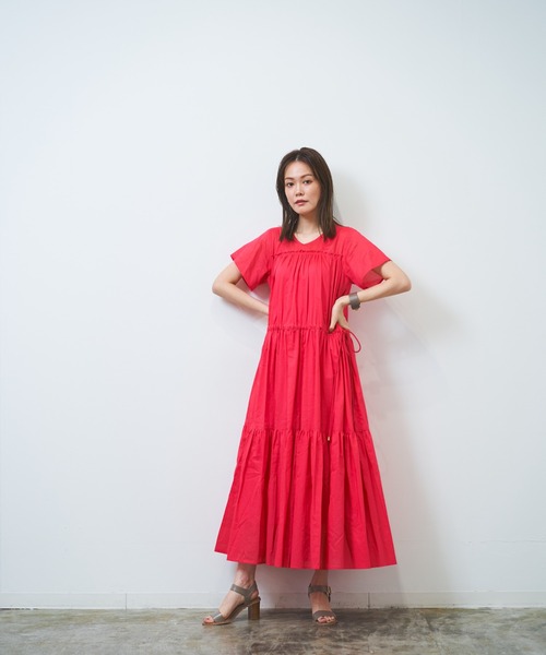 HERENCIA（ヘレンチア）の「シースルー ティアード ワンピース -ウォッシャブル-（ワンピース・レディース・ライトブラウン/ローズ/ライトグリーン/ブラック/エメラルド・MEDIUM）」の10枚目の写真