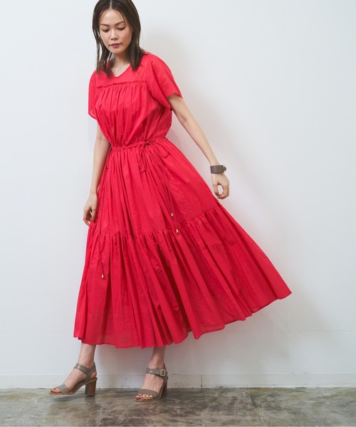 HERENCIA（ヘレンチア）の「シースルー ティアード ワンピース -ウォッシャブル-（ワンピース・レディース・ライトブラウン/ローズ/ライトグリーン/ブラック/エメラルド・MEDIUM）」の11枚目の写真