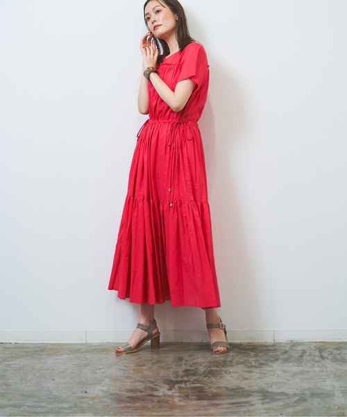 HERENCIA（ヘレンチア）の「シースルー ティアード ワンピース -ウォッシャブル-（ワンピース・レディース・ライトブラウン/ローズ/ライトグリーン/ブラック/エメラルド・MEDIUM）」の13枚目の写真