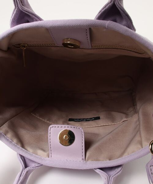 NATURAL BEAUTY BASIC（ナチュラルビューティーベーシック）の「キャンバスソリッドミニトート（トートバッグ・レディース・カーキ/ラベンダー/ホワイト系その他・ﾌﾘ-）」の4枚目の写真