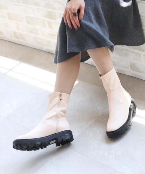 VIVIAN（ヴィヴィアン）の「厚底ストレッチショートブーツ（ブーツ・レディース・アイボリー/ダークブラウン/ブラック/ブラウン・M/L/LL/S/XL）」の5枚目の写真