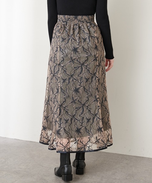 natural couture（ナチュラルクチュール）の「長さ変えられるパイピングレーススカート（スカート・レディース・ネイビー/ブルー/モカ・FREE）」の10枚目の写真