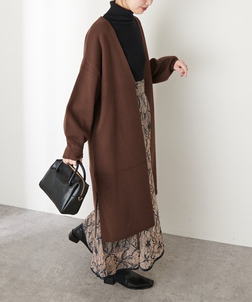 natural couture（ナチュラルクチュール）の「長さ変えられるパイピングレーススカート（スカート・レディース・ネイビー/ブルー/モカ・FREE）」の5枚目の写真