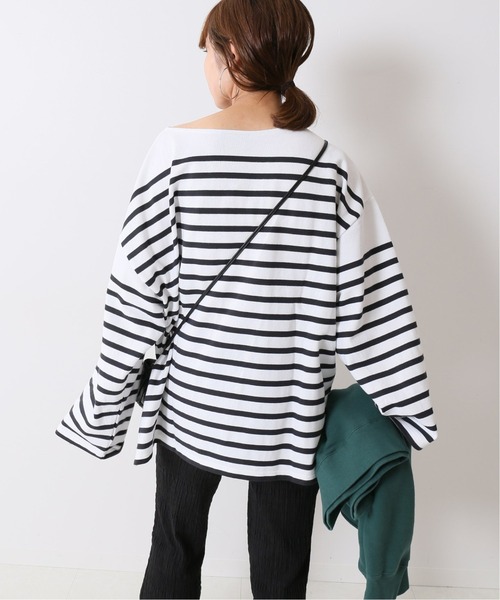 FRAMeWORK（フレームワーク）の「【LE MINOR】別注ラッセルボーダーBIGボートネック◆（Tシャツ/カットソー・レディース・スミクロ・FREE）」の5枚目の写真