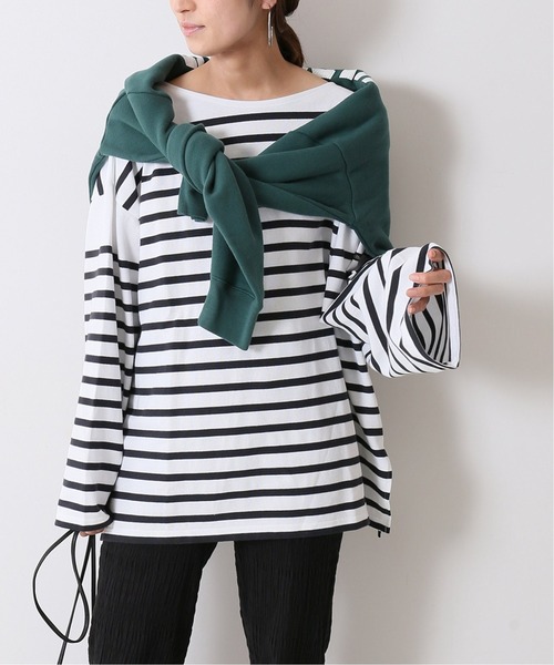 FRAMeWORK（フレームワーク）の「【LE MINOR】別注ラッセルボーダーBIGボートネック◆（Tシャツ/カットソー・レディース・スミクロ・FREE）」の17枚目の写真