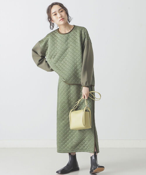 BEAMS LIGHTS(ビームスライツ)の「BEAMS LIGHTS / キルティング ストレート スカート(スカート・レディース・ブラック/オリーブ・38/36)」の5枚目の写真