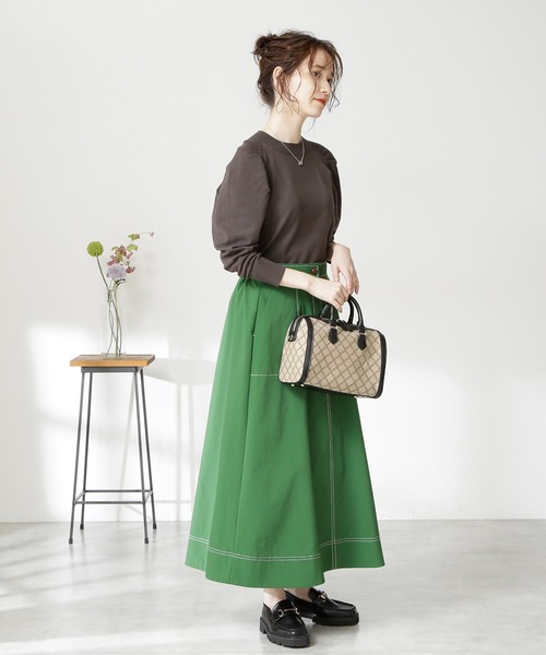 N.(N. Natural Beauty Basic)(エヌエヌナチュラルビューティーベーシック)の「◆ギャザータックショルダーニット(ニット/セーター・レディース・オフホワイト/ブラウン系その他/イエロー・MEDIUM)」の8枚目の写真