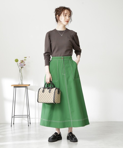 N.(N. Natural Beauty Basic)(エヌエヌナチュラルビューティーベーシック)の「◆ギャザータックショルダーニット(ニット/セーター・レディース・オフホワイト/ブラウン系その他/イエロー・MEDIUM)」の10枚目の写真