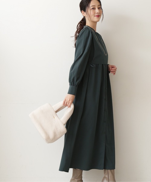 NATURAL BEAUTY BASIC（ナチュラルビューティーベーシック）の「ビブレイヤードワンピース/0171240970（ワンピース・レディース・キャメル/グリーン・SMALL/MEDIUM）」の18枚目の写真