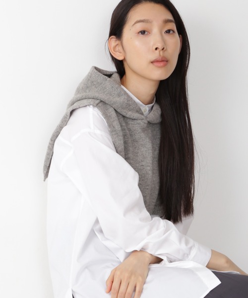human woman（ヒューマンウーマン）の「◆ニットハーフフード（ネックウォーマー/スヌード・レディース・グレー/ホワイト系その他・ﾌﾘ-）」の2枚目の写真
