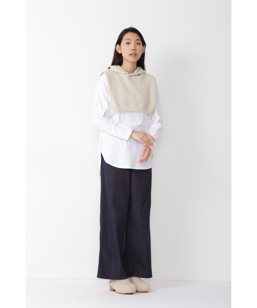 human woman（ヒューマンウーマン）の「◆ニットハーフフード（ネックウォーマー/スヌード・レディース・グレー/ホワイト系その他・ﾌﾘ-）」の4枚目の写真