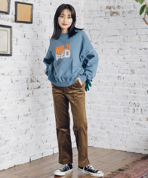 MILKFED.（ミルクフェド）の「WAVE LOGO SWEAT TOP（スウェット・レディース・オフホワイト/ブラック/ブルー・ONE SIZE）」の14枚目の写真