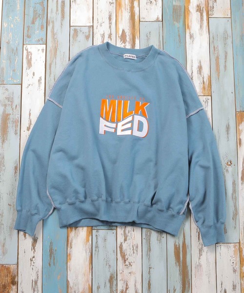 MILKFED.（ミルクフェド）の「WAVE LOGO SWEAT TOP（スウェット・レディース・オフホワイト/ブラック/ブルー・ONE SIZE）」の15枚目の写真