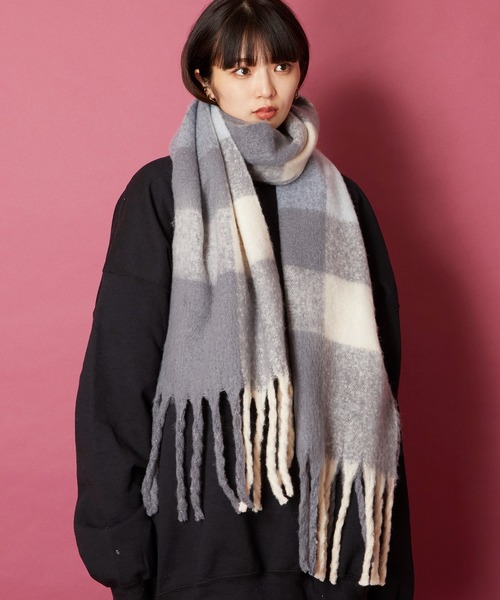 FOULARD LISO モヘアボリュームマフラー　Black FOULARD LISO モヘアボリュームマフラー Black