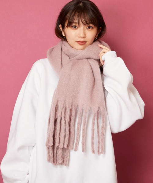 ユニセックスアイテム モヘアライクボリュームマフラー