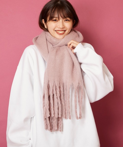 LOUWE モヘアマフラー ユニセックスアイテム モヘアライクボリュームマフラー