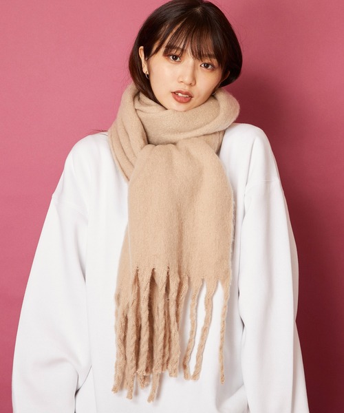 ユニセックスアイテム モヘアライクボリュームマフラー