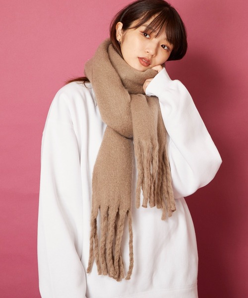 FOULARD LISO モヘアボリュームマフラー　Black FOULARD LISO モヘアボリュームマフラー Black