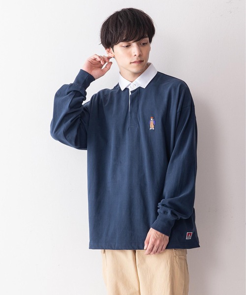 BEN DAVIS(ベンデイビス)の「【BEN DAVIS/ベンデイビス】ミニゴリラエンブレムラグビーシャツ/ラガーシャツ(ポロシャツ・メンズ・ブラック/パープル/ベージュ/ネイビー・MEDIUM/LARGE)」の1枚目の写真